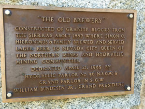 The historic Nevada City Stonehouse building dedication plaque